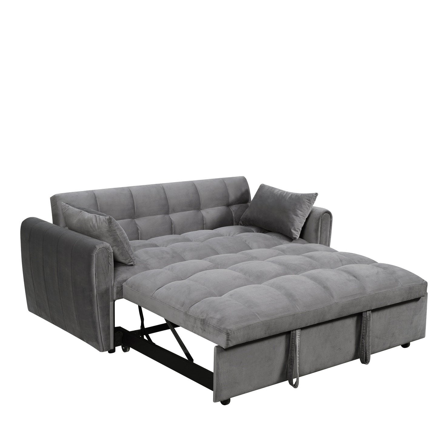 64.96 Velvet 3-in-1 Convertible Sofa Bed with Adjustable Back, Storage Pocket, and 500lb Weight Capacity