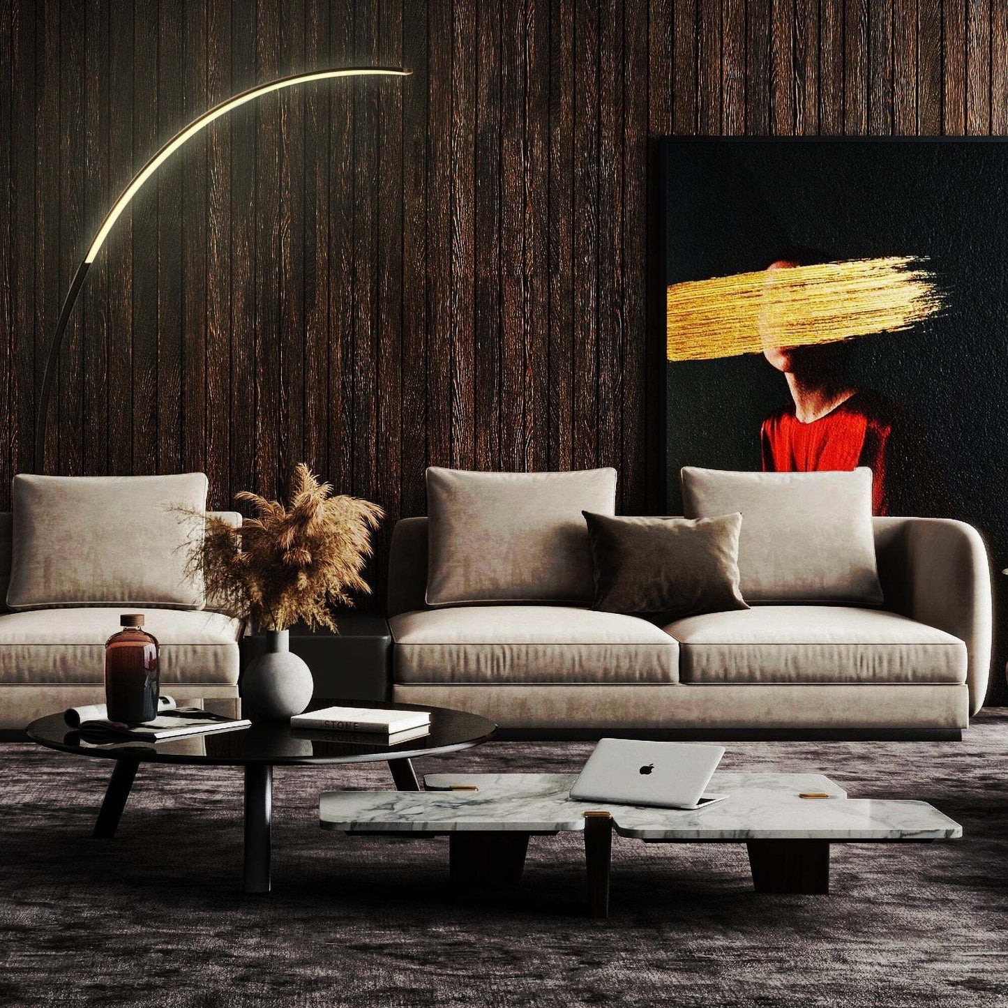 69 Dimmable LED Arched/Arc Floor Lamp - RGBW - N/A