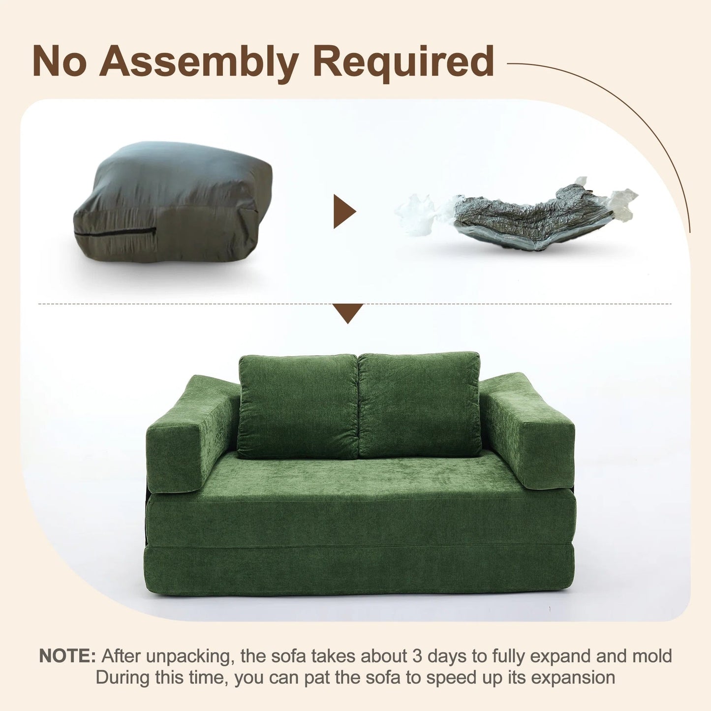 70.87 Upholstered Convertible Sleeper Sofa, Convertible Chair Floor Couch Comfy Sofa for Living Room, Bedroom, Chenille Fabric