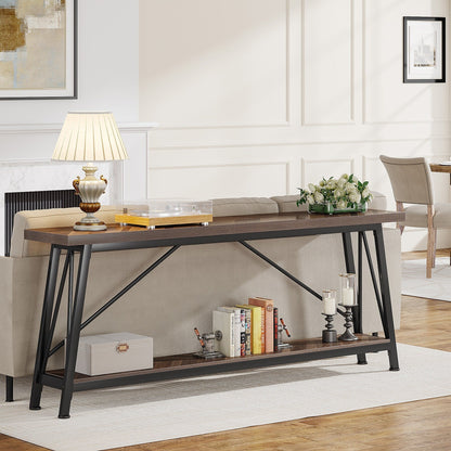70.9 Inch Extra Long Sofa Table, Industrial Entry Console Table