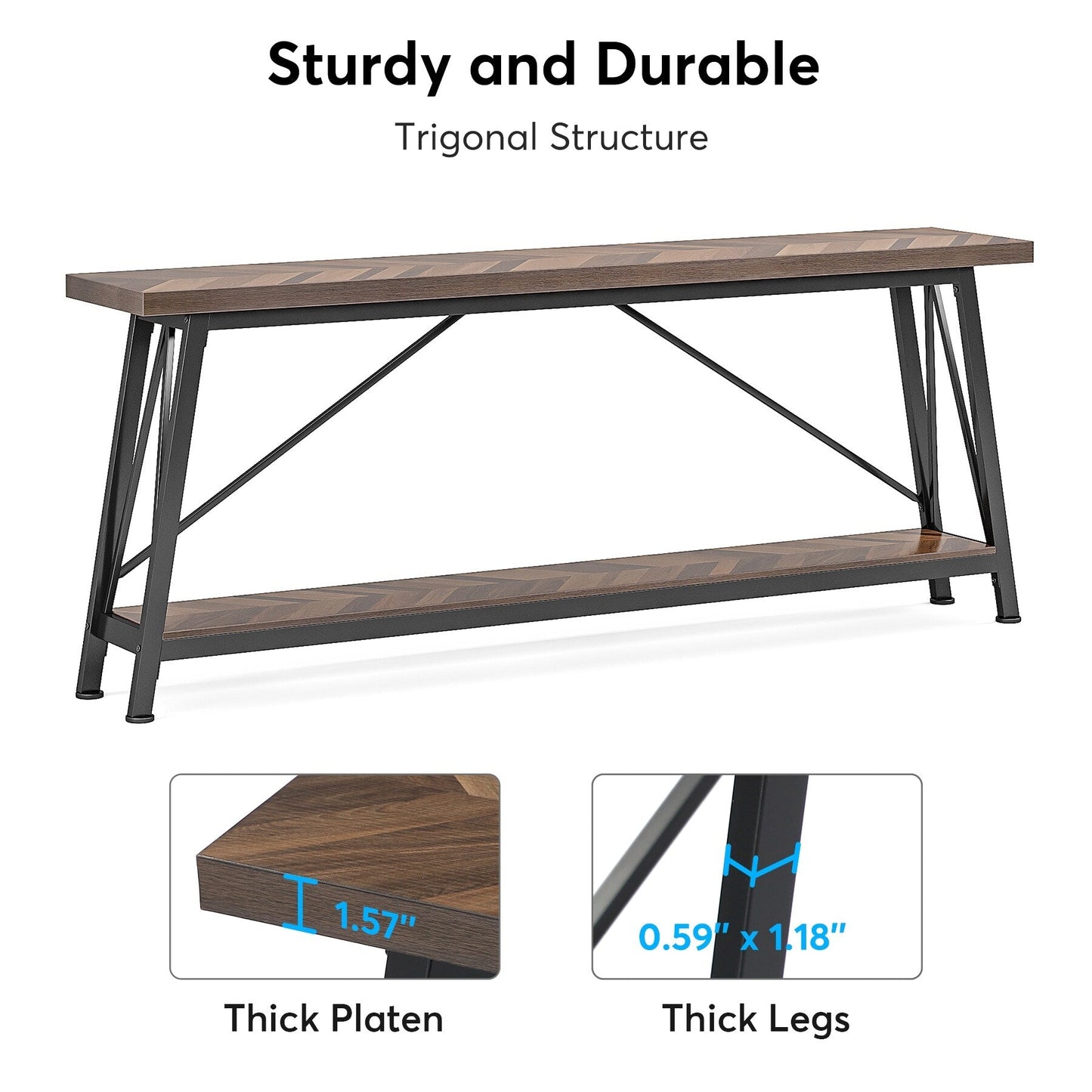 70.9 Inch Extra Long Sofa Table, Industrial Entry Console Table
