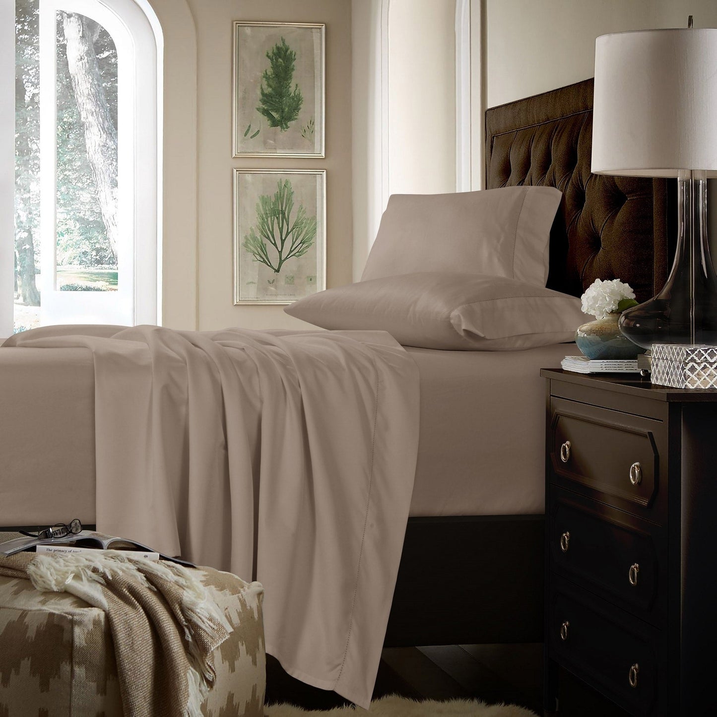 750TC Cotton Extra Deep Pocket Sheet Set with Oversized Flat Sheet