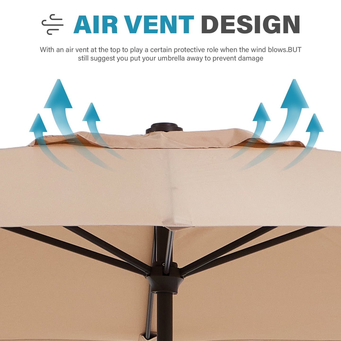 8*10ft Rectangular Patio Market Umbrella with Crank & Tilt，UV-Resistant