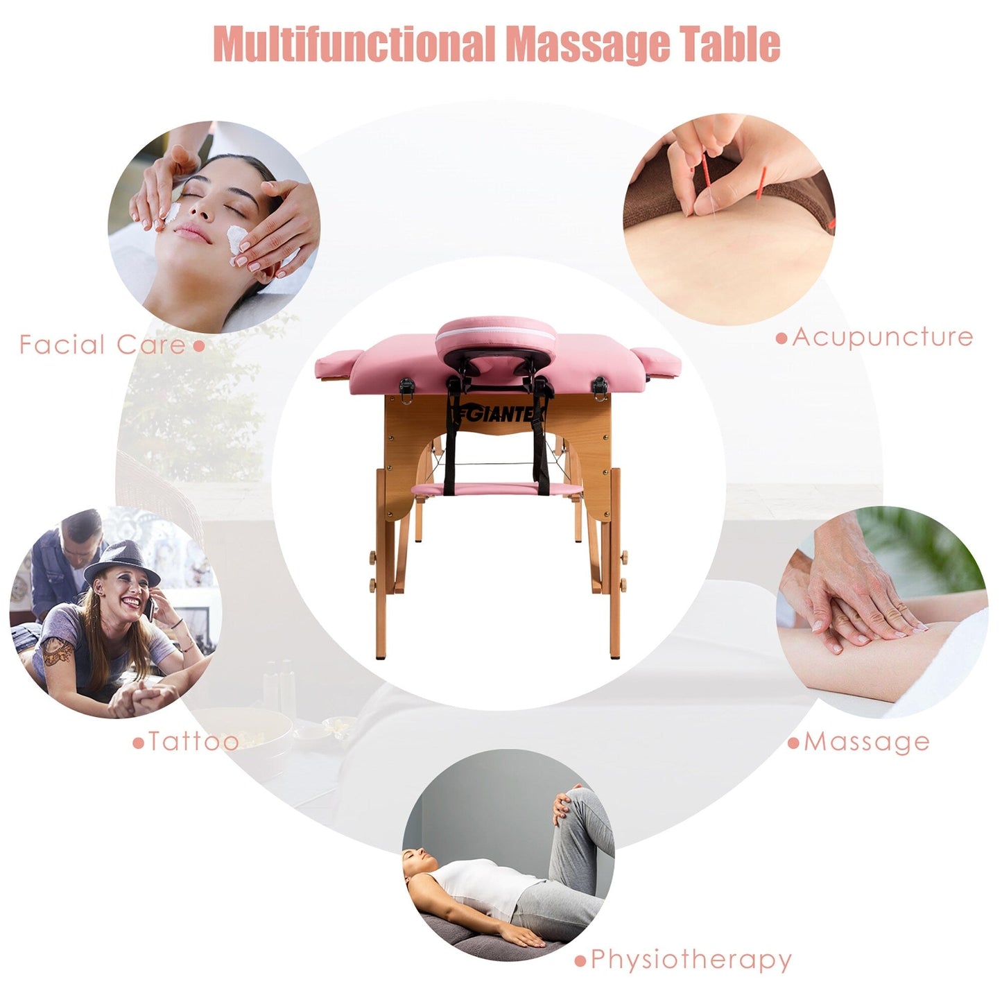 84''L Portable Massage Table Adjustable Facial Spa Bed Tattoo w/ Carry