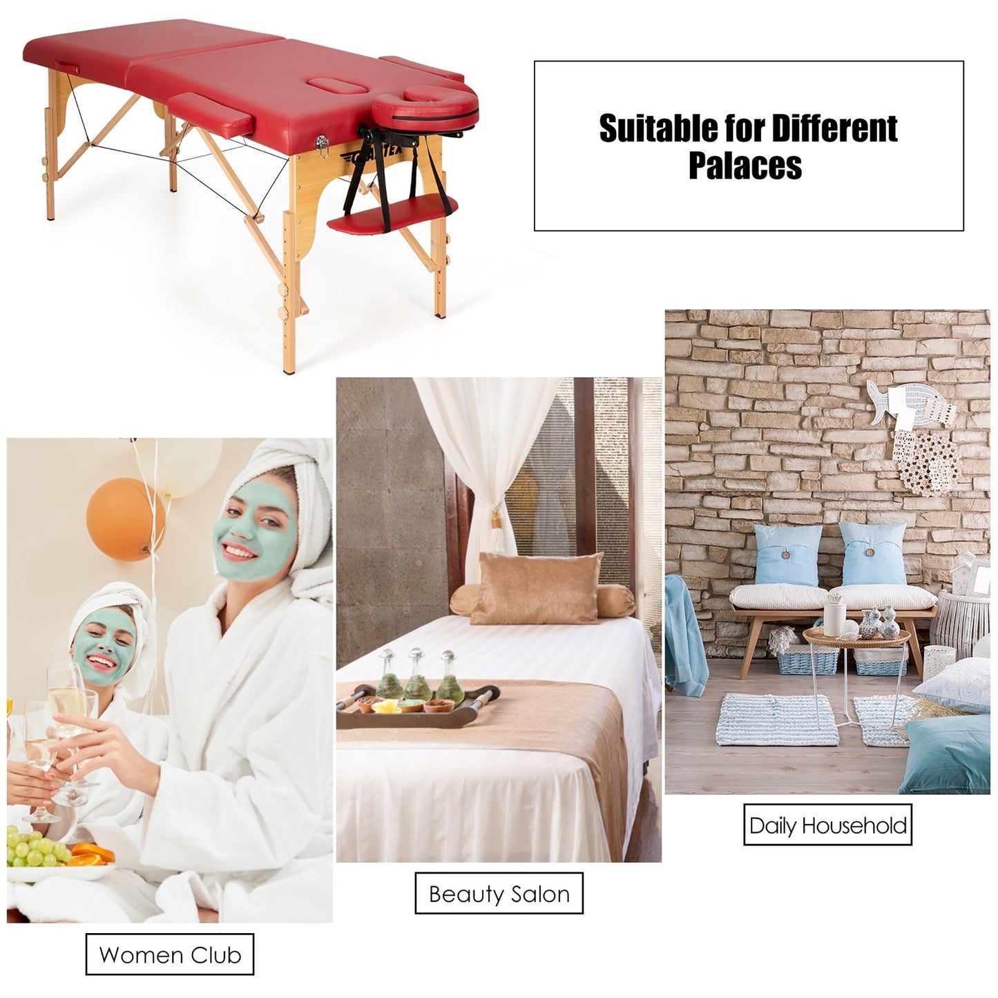 84''L Portable Massage Table Adjustable Facial Spa Bed Tattoo w/ Carry