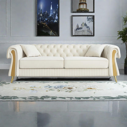 89 Velvet 3-Seater Sofa Sofa with Two Seat Cushions and Two Toss Pillows