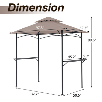 8' x 5' Outdoor Rainproof Grill Gazebo With Double Layer Vented Design