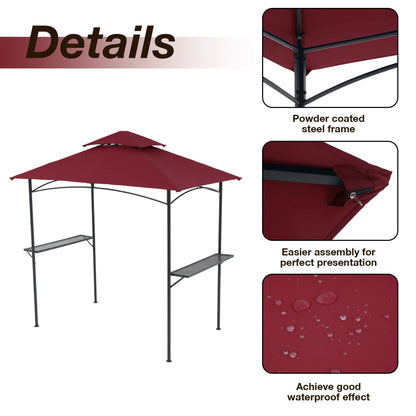 8' x 5' Outdoor Rainproof Grill Gazebo With Double Layer Vented Design