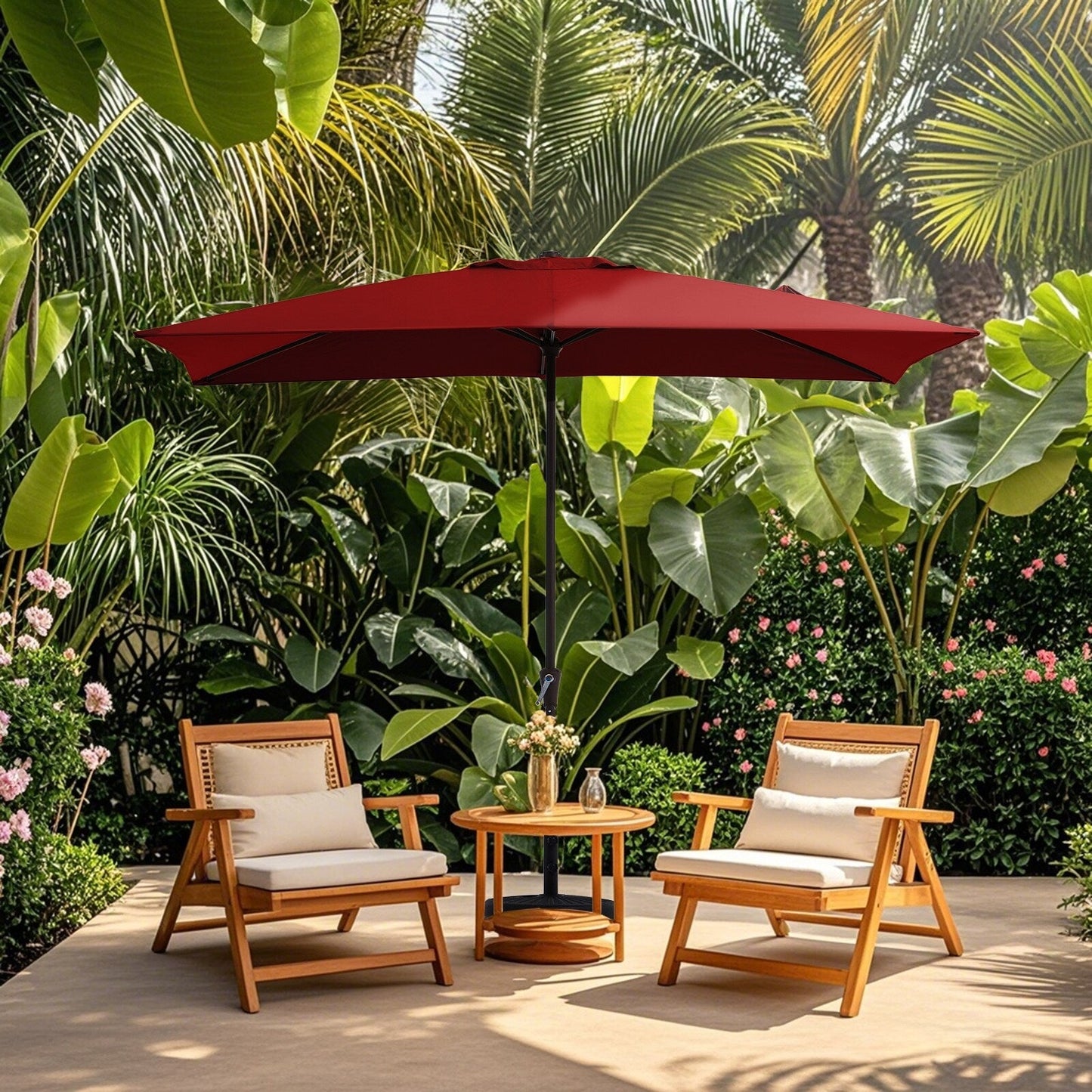8*10ft Rectangular Patio Market Umbrella with Crank & Tilt，UV-Resistant