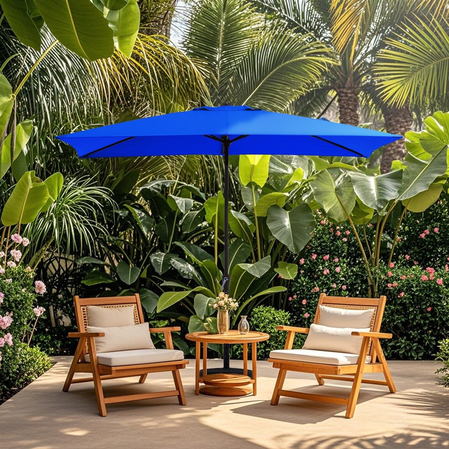 8*10ft Rectangular Patio Market Umbrella with Crank & Tilt，UV-Resistant