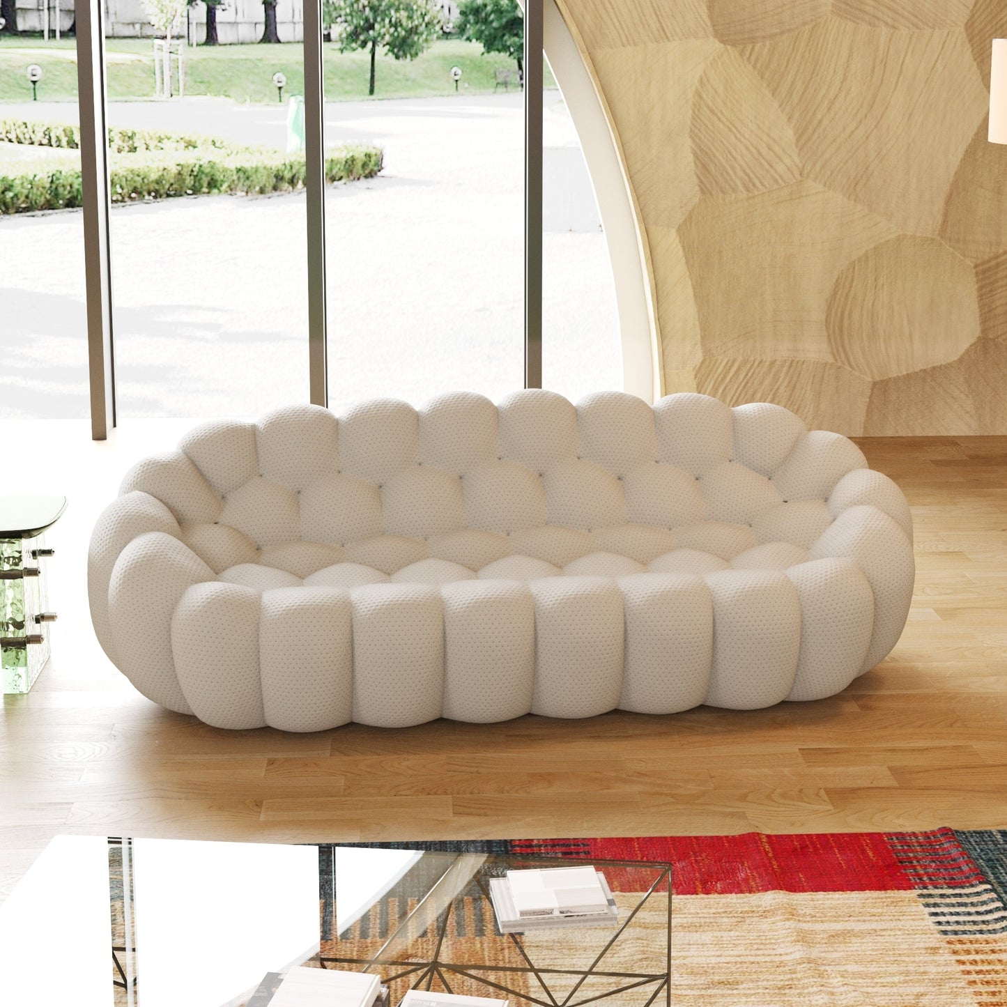 98.43'' Modern Bubble Sofa 3D Honeycomb Shape Lazy Sofa Couch