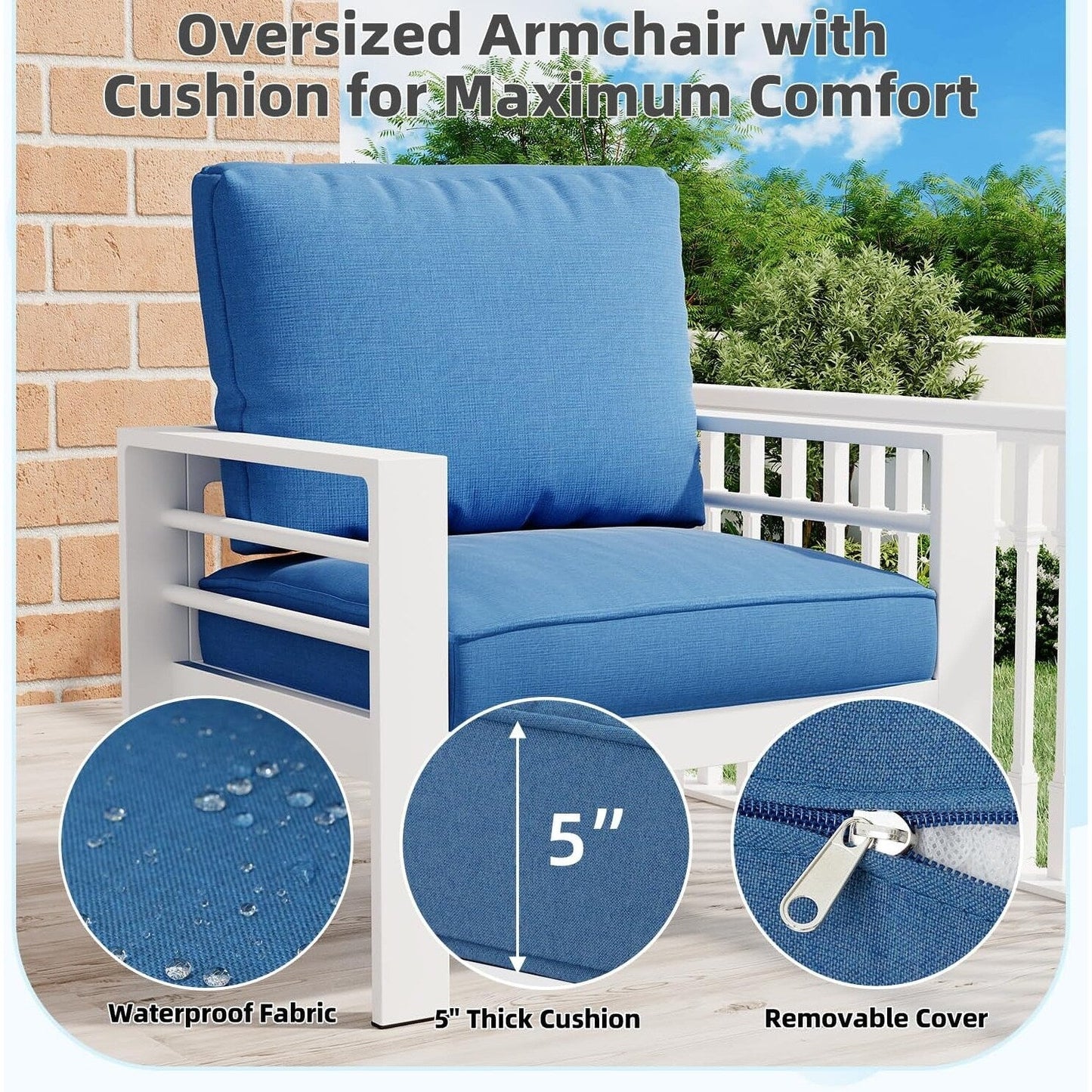 AECOJOY 7 Pieces Aluminum Patio Furniture Set Outdoor Conversation Set