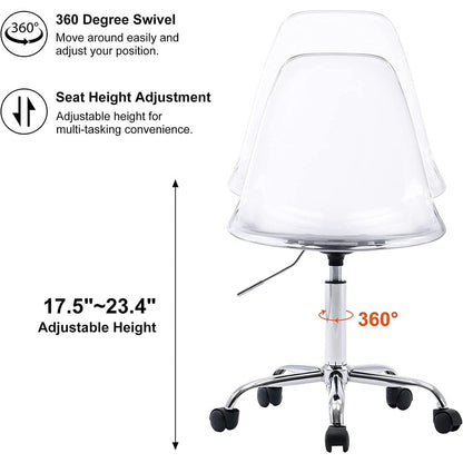 Acrylic Swivel adjustable height Armless Home office Rolling Chair