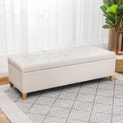 Adeco 50 Bonded Leather Storage Ottoman Bench