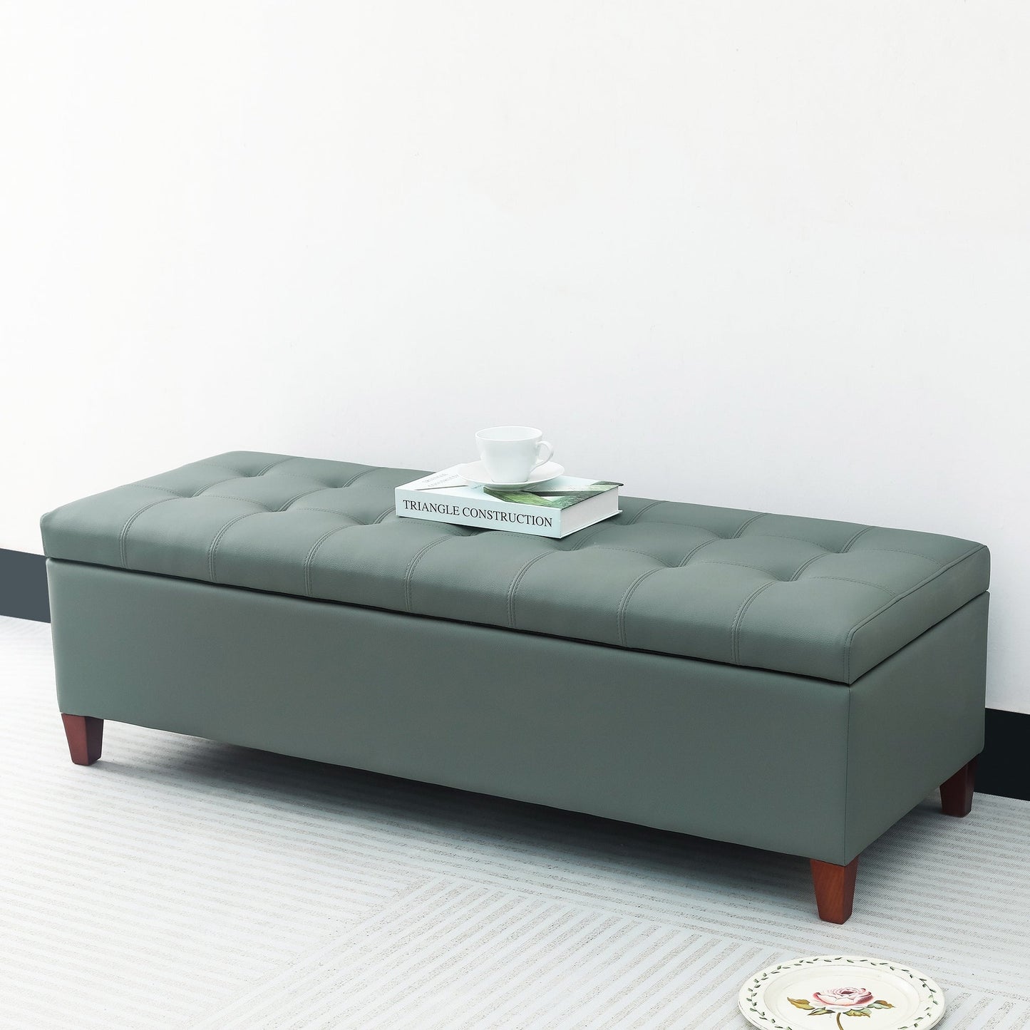 Adeco 50 Bonded Leather Storage Ottoman Bench