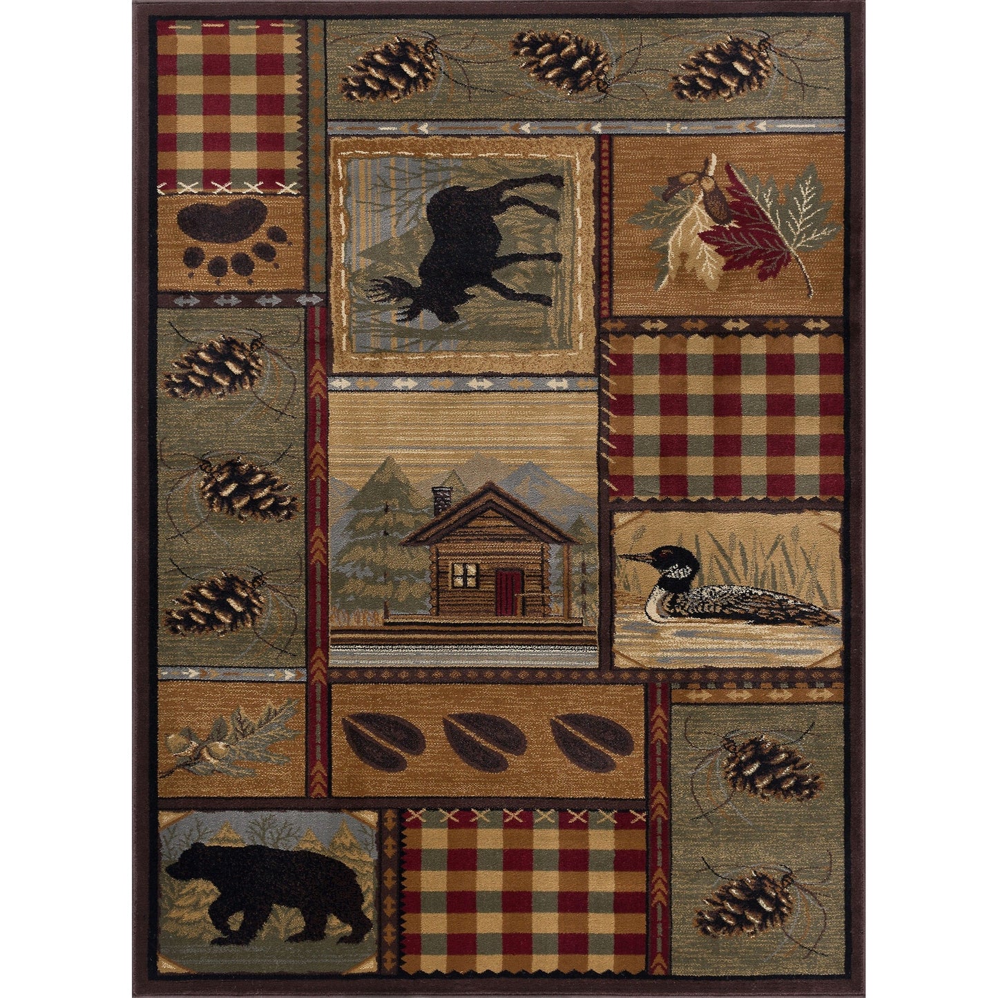 Area Rug & Runner - Lodge Cabin Farmhouse Rugs for Living Room Bedroom Dining Room Kitchen 2x3 / 3x8 / 5x7 / 8x10 / 9x12 / Round
