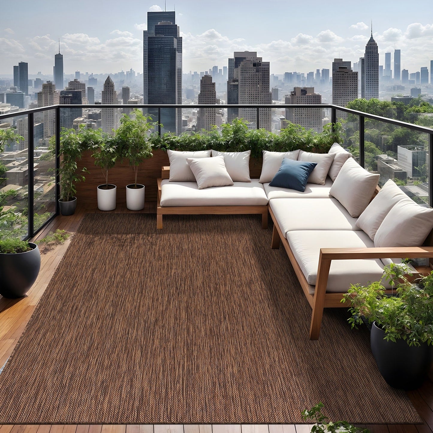 Aloha Washable Solid Indoor Outdoor Area Rug Patio Deck Living Room