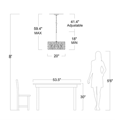 Anita Drum Shade Chandelier with Clear Glass Prism
