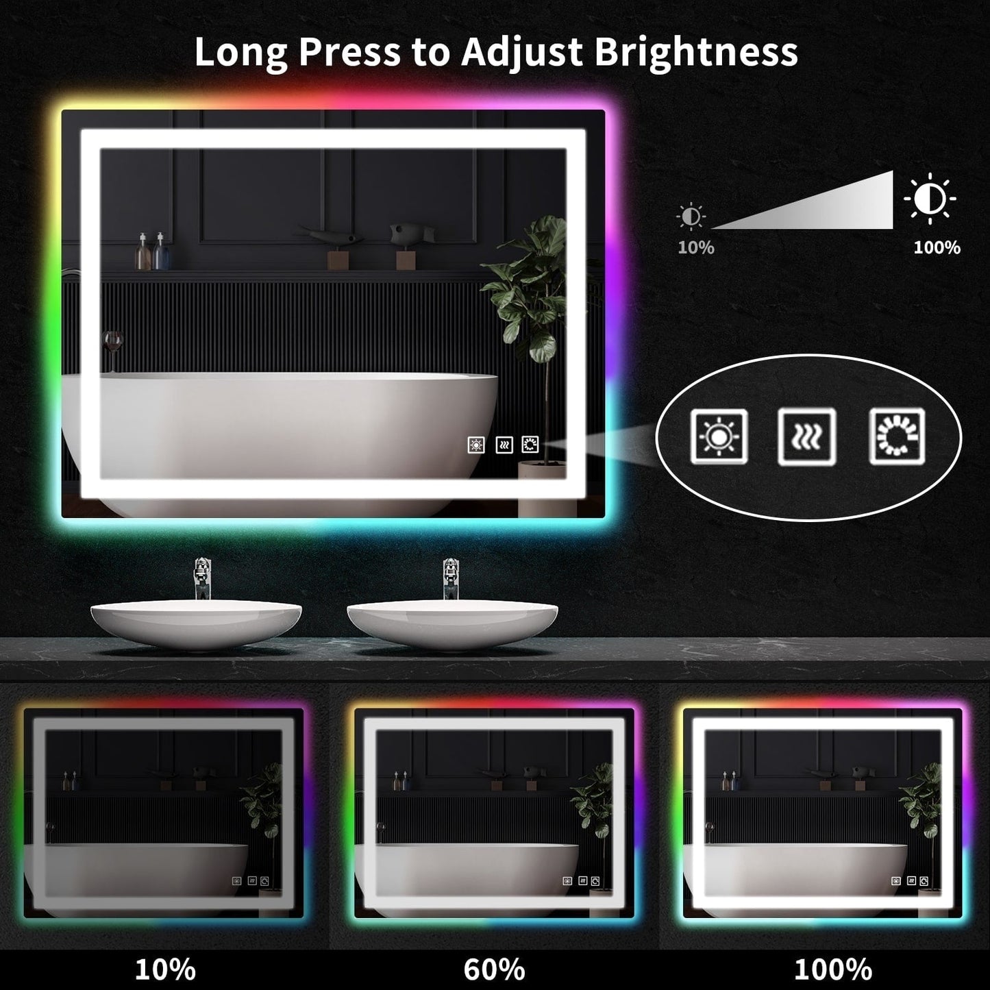 Anti-Fog RGB Backlit & LED Frontlit Bathroom Mirror