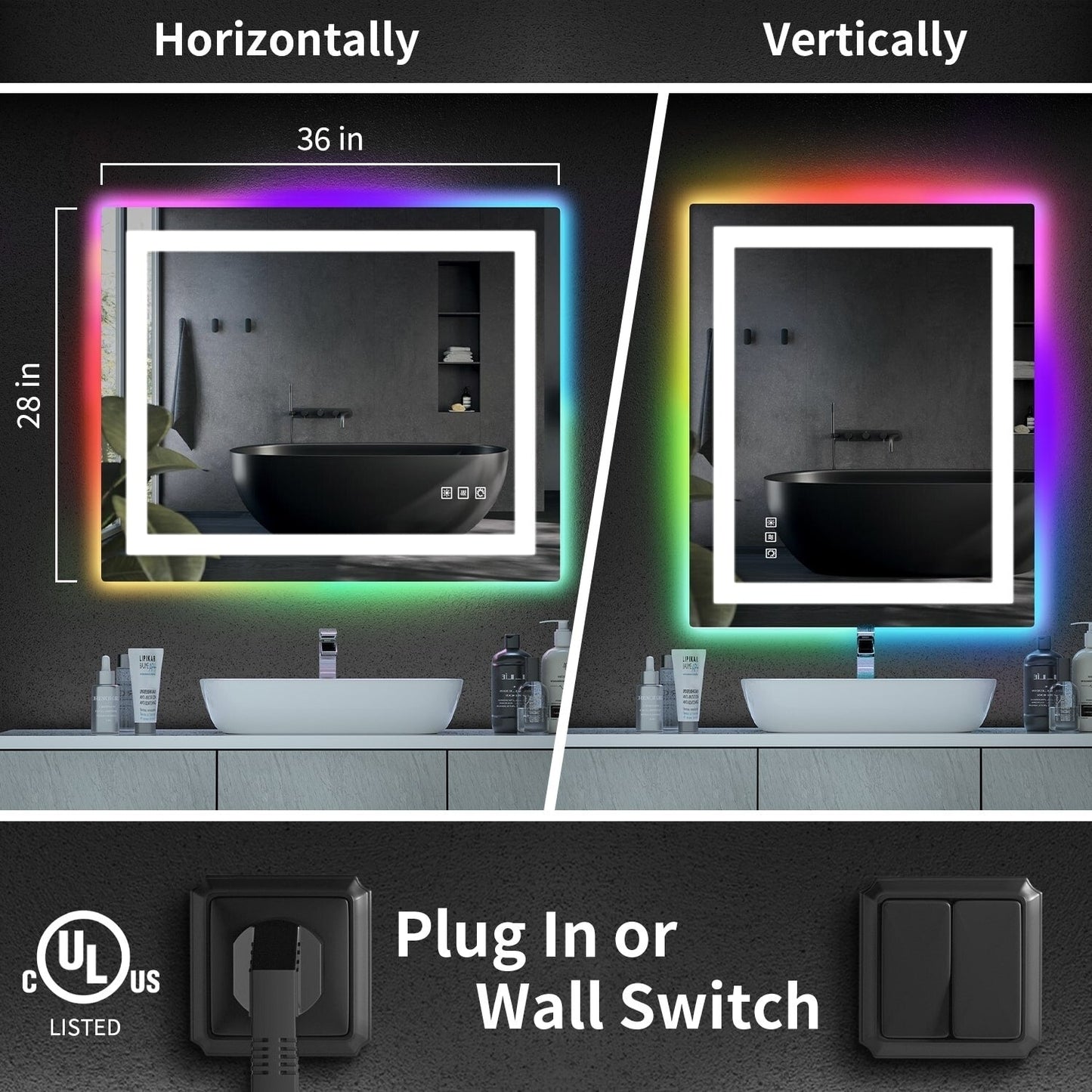 Anti-Fog RGB Backlit & LED Frontlit Bathroom Mirror