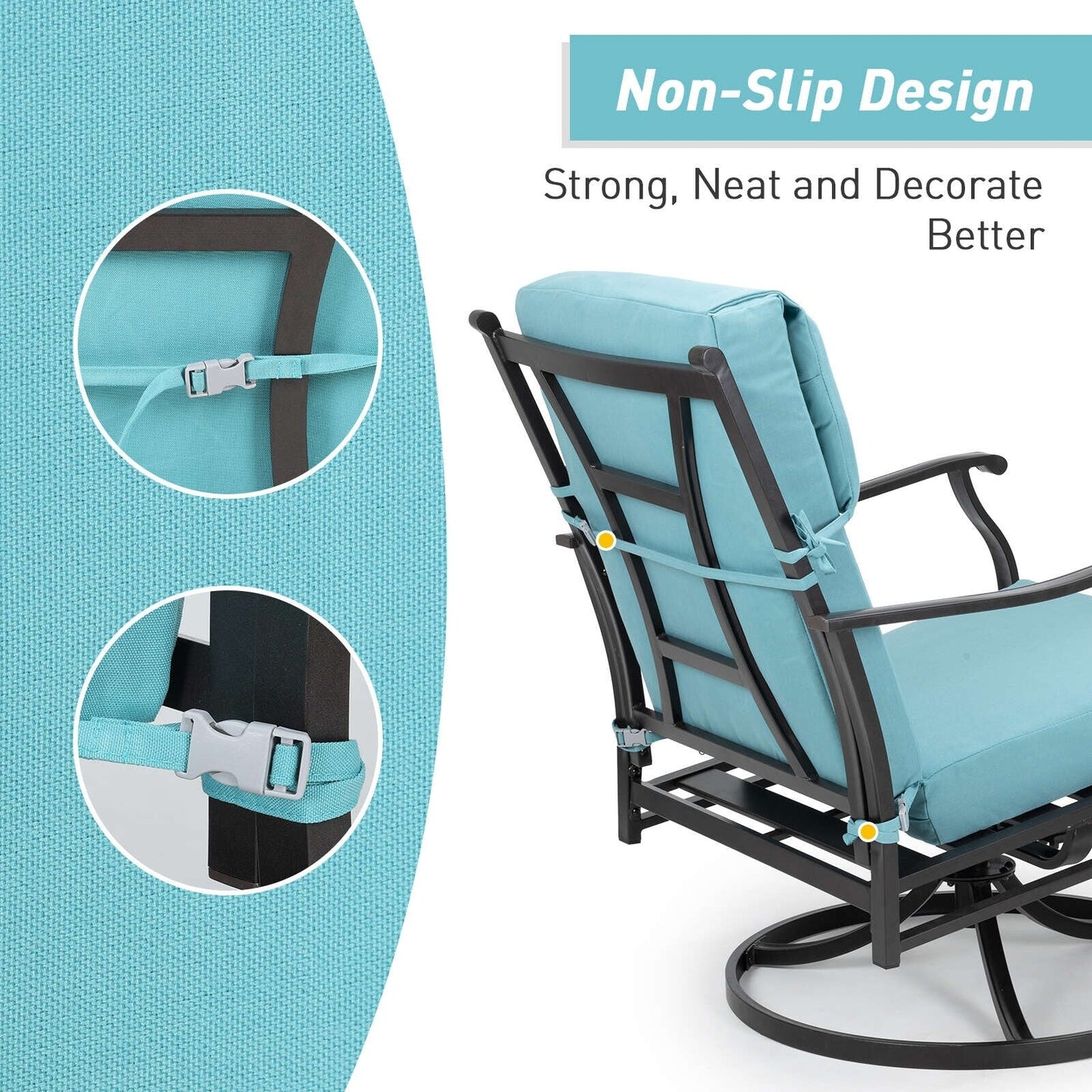 Aoodor Patio High Back Chair Cushions Set of 4, 46x21x4 Inches(Only Cushions)