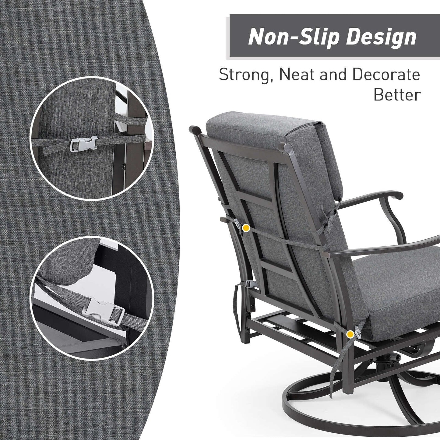 Aoodor Patio High Back Chair Cushions Set of 4, 46x21x4 Inches(Only Cushions)