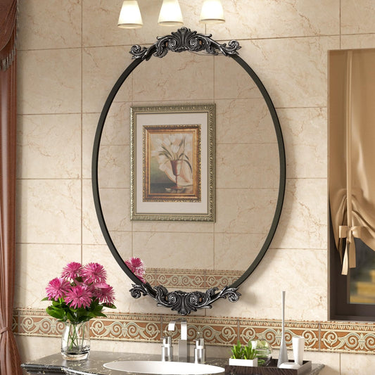 Oval Vintage Ornate Baroque Wall Mirror