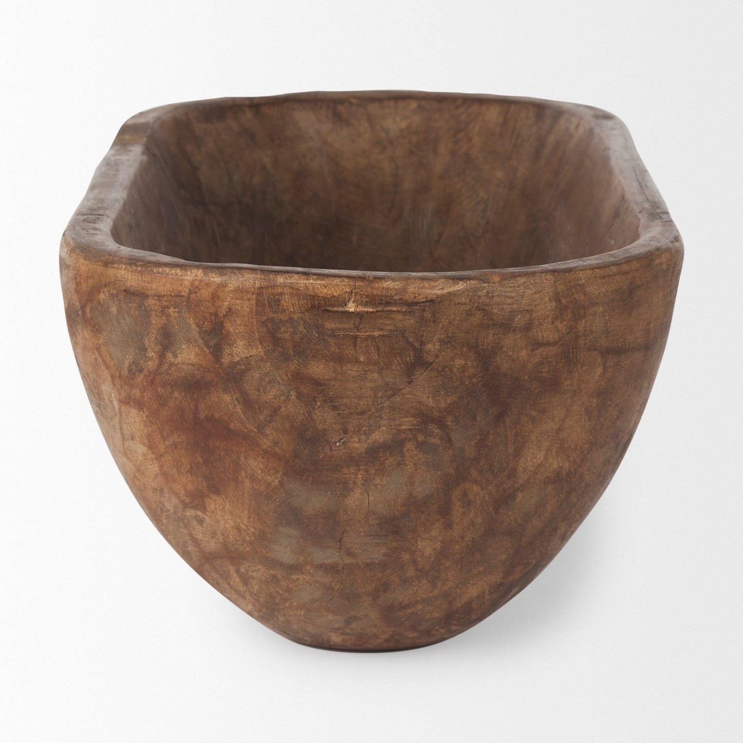 Athena Extra Large Oblong Black-Brown Reclaimed Wood Bowl - 26.0L x 10.0W x 7.0H