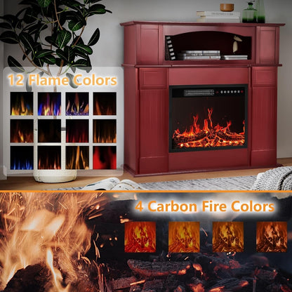 BOSSIN 43 Electric Fireplace with Mantel, 23 inch Electric Fireplace Insert,Freestanding TV Stand with Fireplace Wooden Firebox