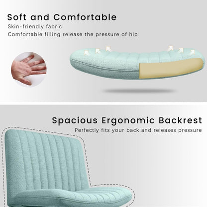 BOSSIN Criss Cross Chair Armless Office Desk Chair No Wheels,Fabric Padded Modern Swivel Vanity Chair office chair