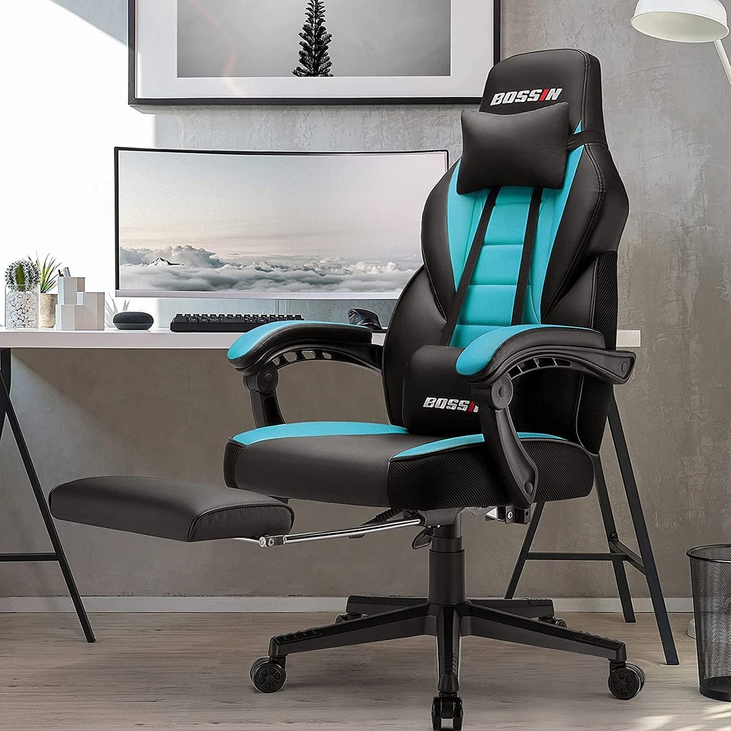 BOSSIN Racing Style Gaming Chair,300 lbs Big and Tall gamer chair High Back Computer Chair