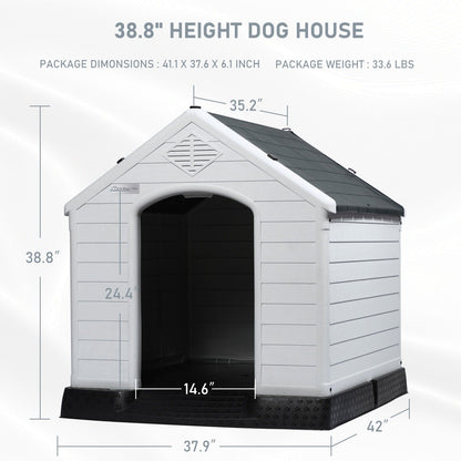 BOSSIN Plastic Dog House for Small to Large Sized Dogs, Indoor Outdoor Insulated Doghouse Puppy Shelter with Elevated Floor