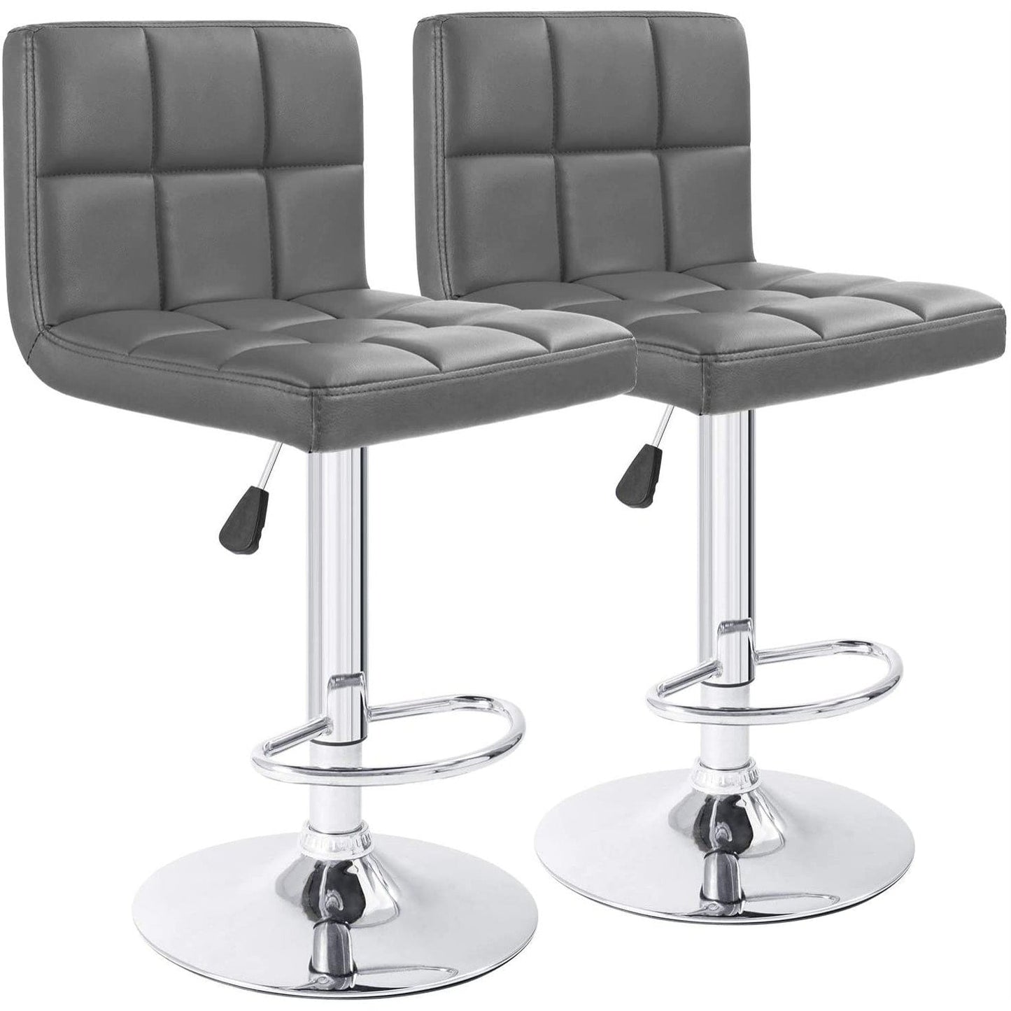 Bar Stools Adjustable Armless Swivel PU Leather Barstools Set of 2