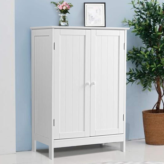 Bathroom Storage Cabinet with Double Doors Wooden Floor Shoe Cabinet