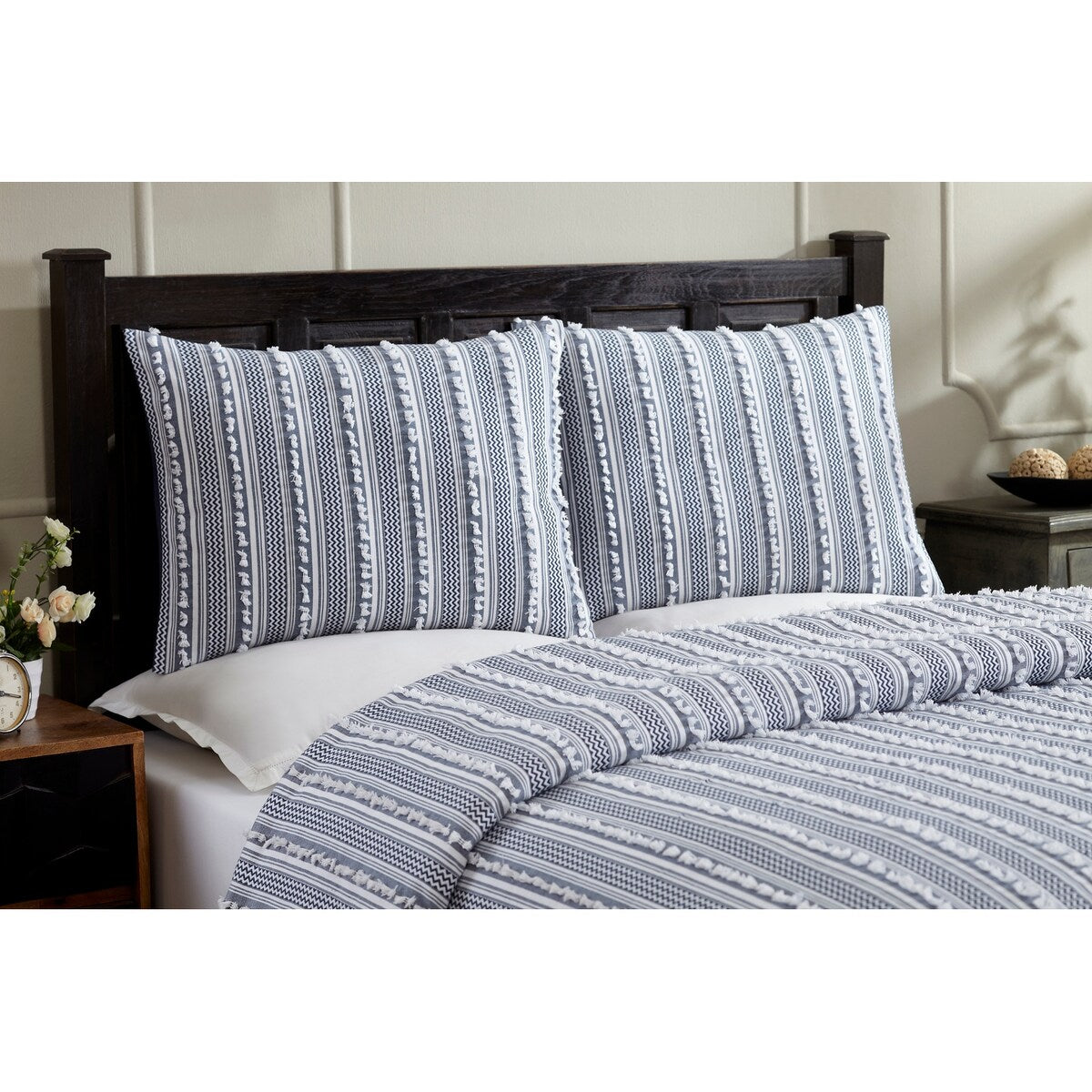 Better Trends Angelique Comforter Set 100% Cotton Tufted Soft Plush Chenille Elegant Stripes Machine Washable & Tumble Dry