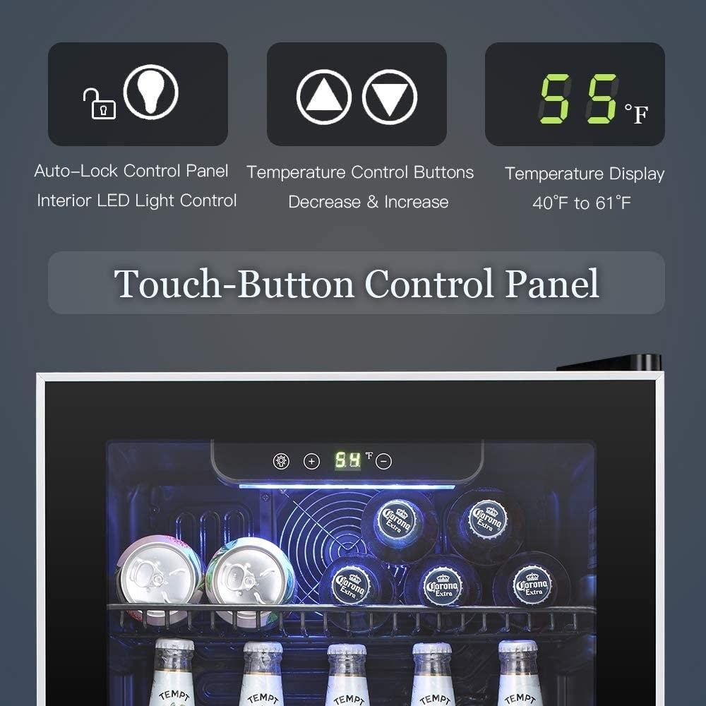 Beverage Refrigerator Cooler - 120 Can Mini Fridge Glass Door