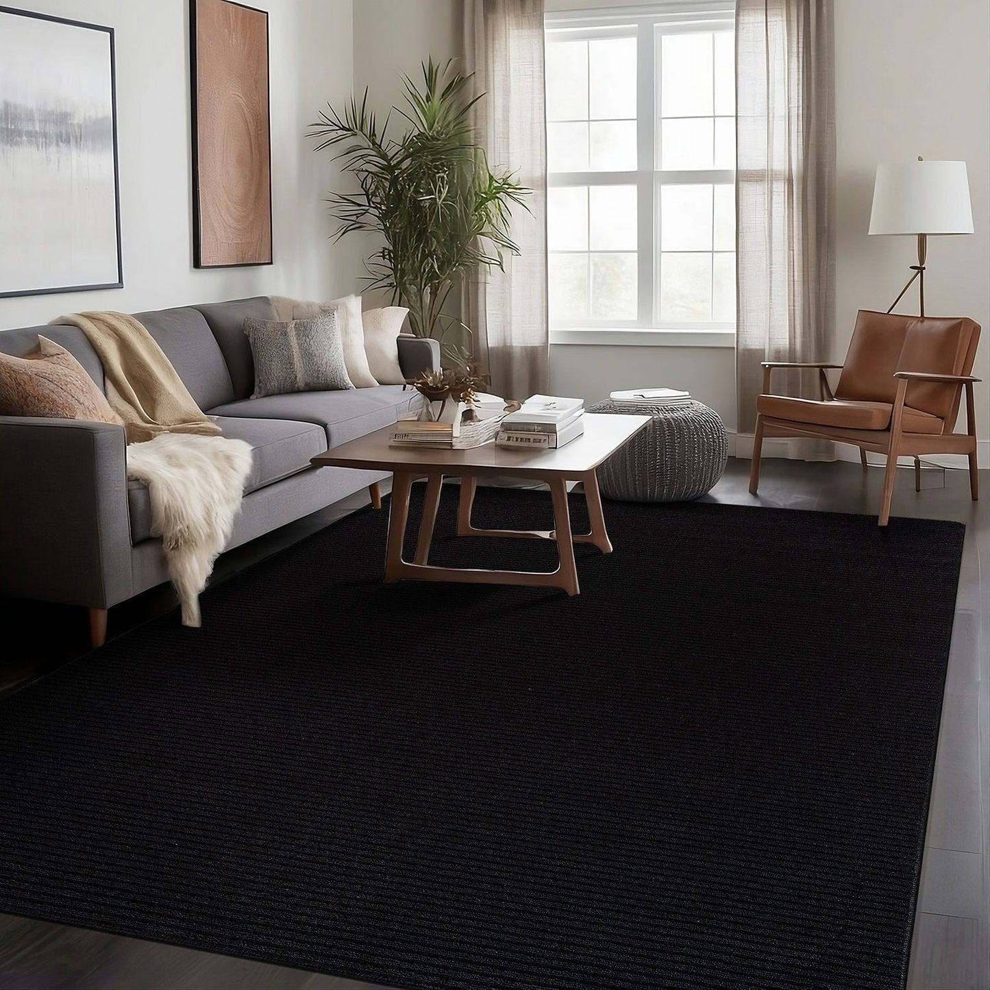 Beverly Rug Solid Color Non-Slip Rubber Back Washable Indoor Area Rug