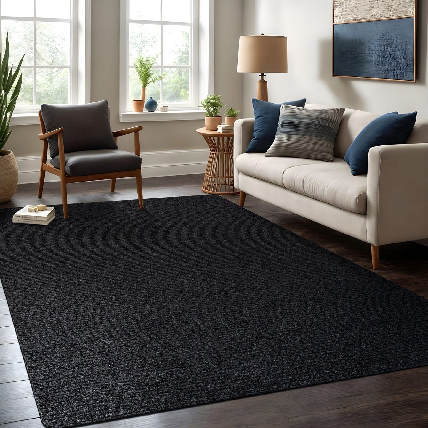 Beverly Rug Solid Color Non-Slip Rubber Back Washable Indoor Area Rug
