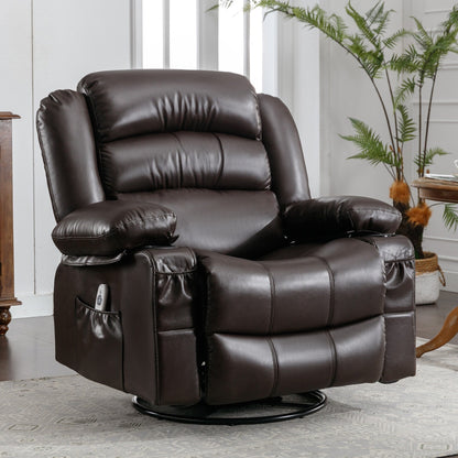 Black Swivel Rocker Recliner with Heat, Massage & USB Ports
