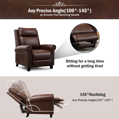 Genuine Leather Push Back Recliner Chair with Comfortable Arms and Back