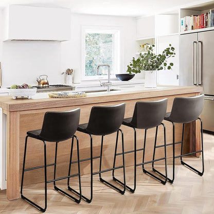 Bossin 18/26/30 inch Bar Stools,Counter Height Bar Stools with Back Modern PU Leather Stools Dining Chair with Footrest