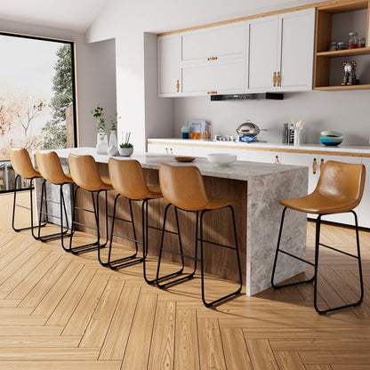 Bossin 18/26/30 inch Bar Stools,Counter Height Bar Stools with Back Modern PU Leather Stools Dining Chair with Footrest