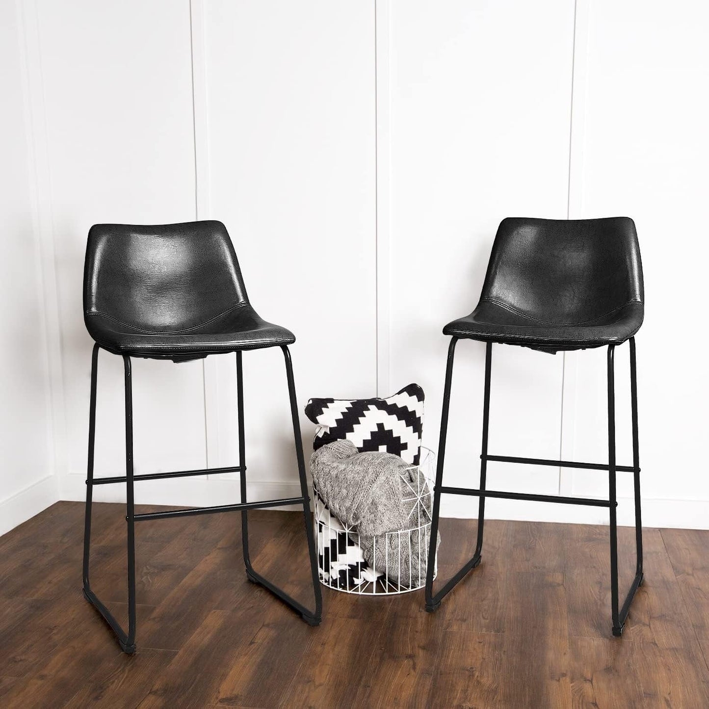 Bossin 18/26/30 inch Bar Stools,Counter Height Bar Stools with Back Modern PU Leather Stools Dining Chair with Footrest