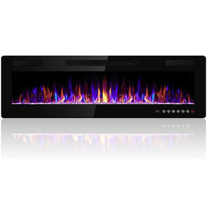Bossin 30 to 72 inch Electric Fireplace Ultra-Thin and Silence Linear Recessed Wall Mounted Fireplace with Remote Control