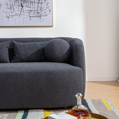 KINWELL Boucle Upholstered 2-Seats Loveseat with Pillows