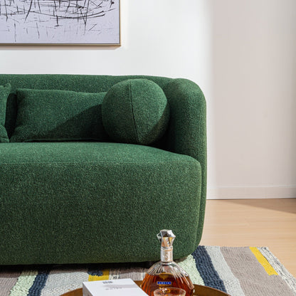 KINWELL Boucle Upholstered 2-Seats Loveseat with Pillows