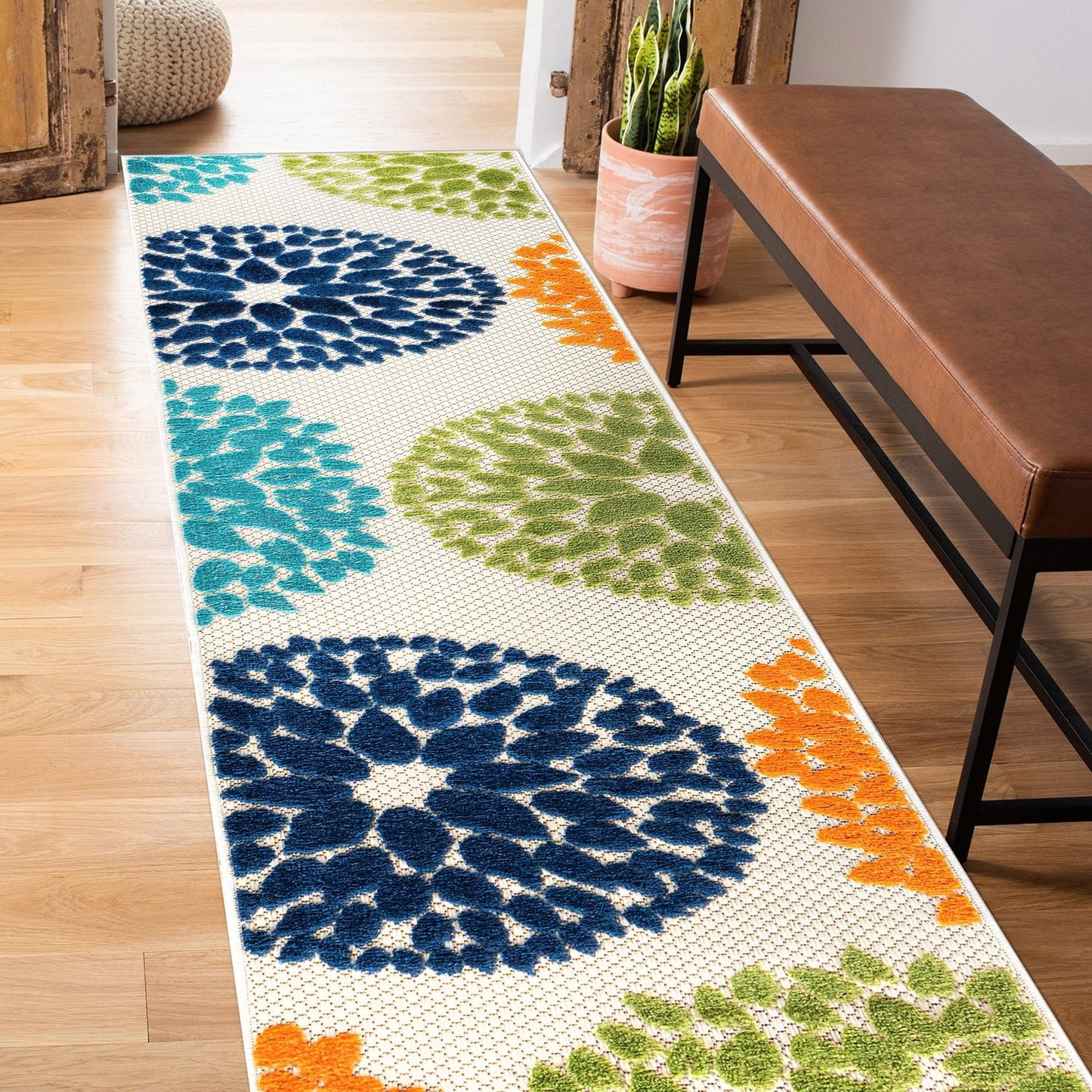Brescia Modern Floral Circles Indoor/Outdoor Area Rug