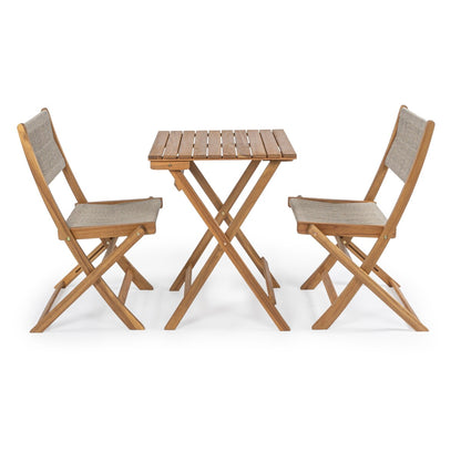 Cadiz Modern Coastal 3-Piece Acacia Wood Outdoor Folding Bistro Set, by JONATHAN Y