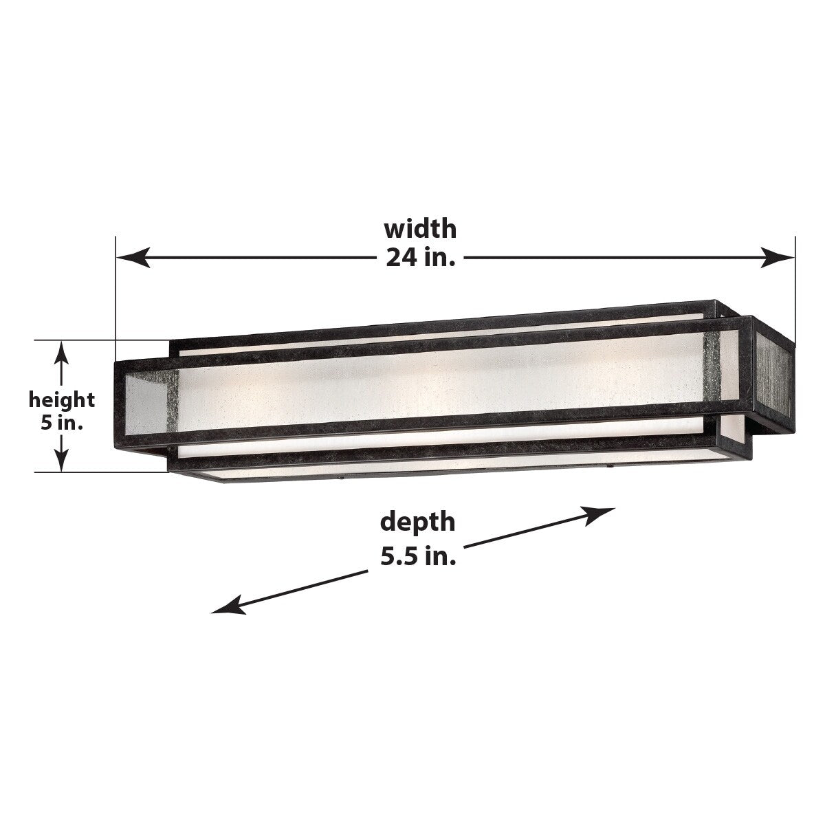 Lavery Camden Square Aged Charcoal & Seeded Glass 3 Light Bath Bar