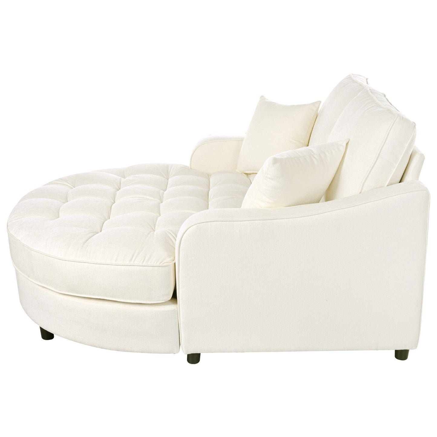 Chenille Chaise Lounge Sofa Bed, Upholstered Sofa Couch with Tufted Backrest and 2 Detachable Pillows for Living Room